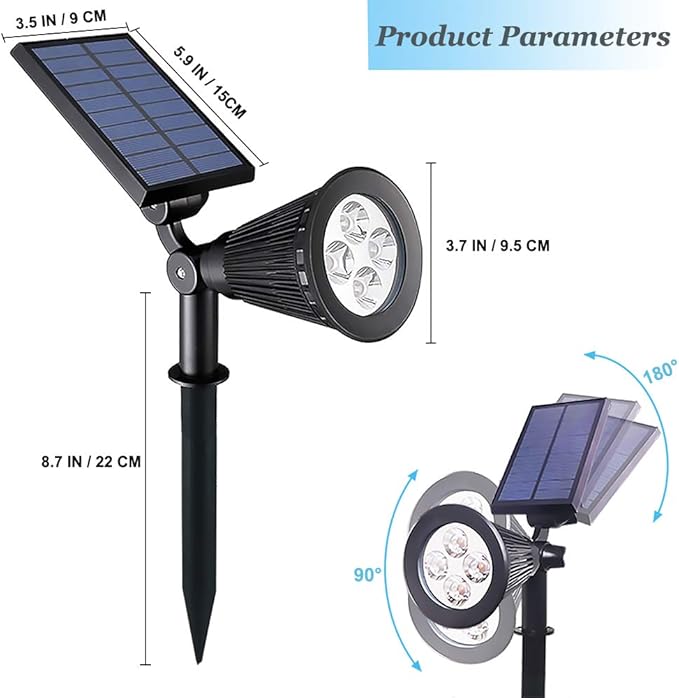 Solar Lights Outdoor, 4-LED Solar Spotlight LED Landscape Lights IP67 - Image 4