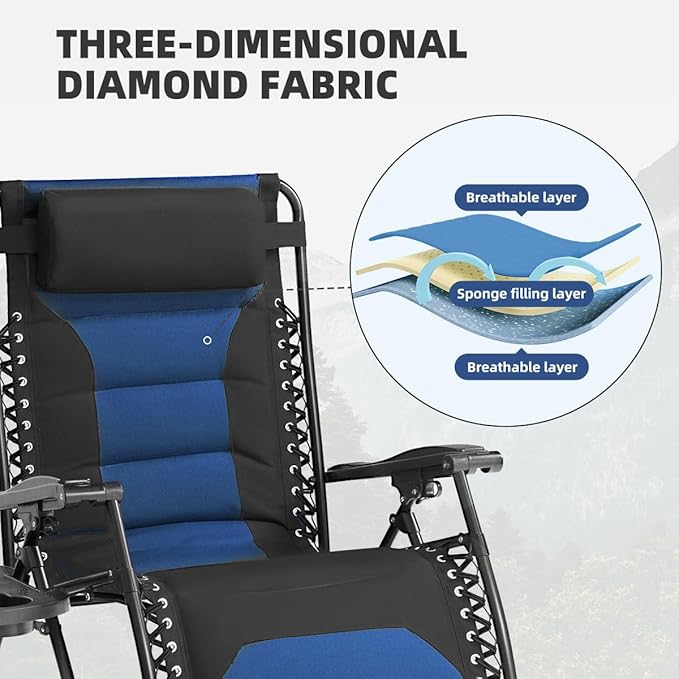 Zero Gravity Chair Oversized Folding Recliner XL, Padded Anti Gravity Lounge - Image 6