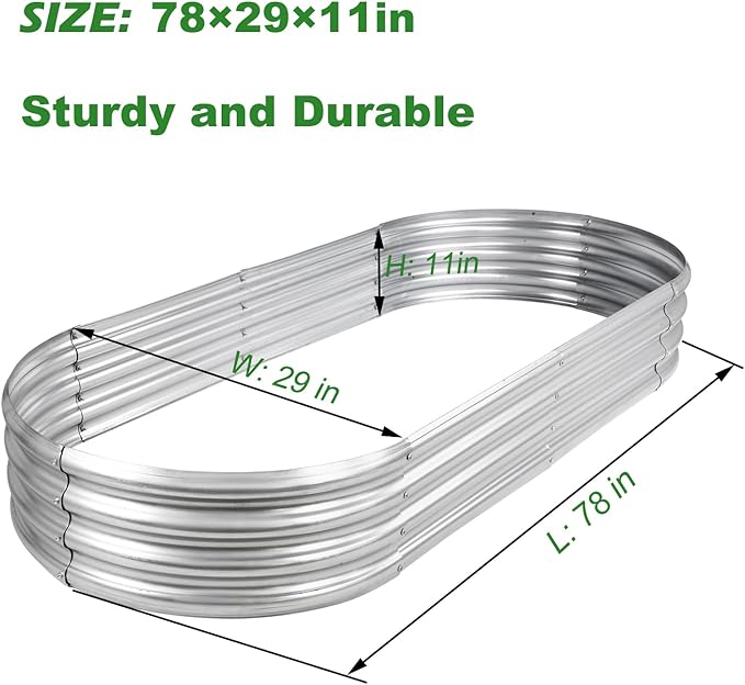 Raised Garden Bed 6.5ft Galvanized Planter Box Outdoor, Rot-Resistant Oval - Image 3