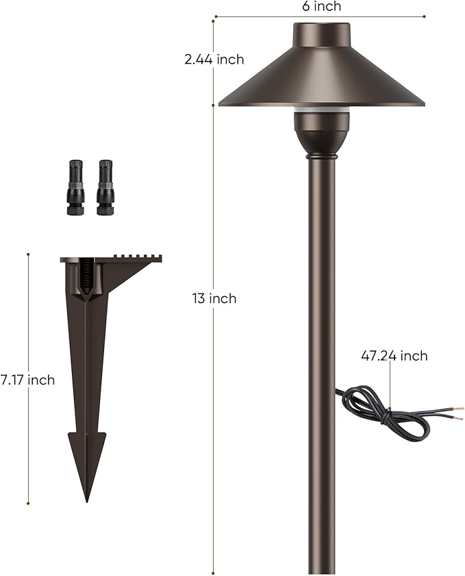 PARTPHONER Low Voltage Landscape Lighting 6-Pack, Aluminum 12V Pathway Lights - Image 7