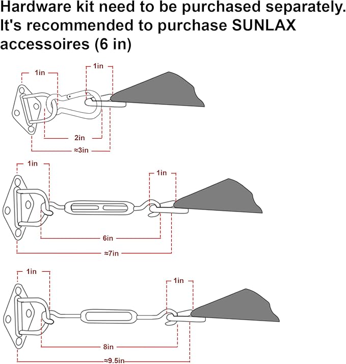 SUNLAX Sun Shade Sail 6' x 20' Butter Cream Rectangle Canopy Sail Shade Cover - Image 3