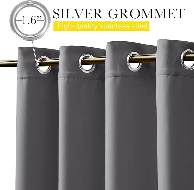 NICETOWN 2 Panels Outdoor Curtains Grommet & Back Tab on Top & Bottom - Image 2