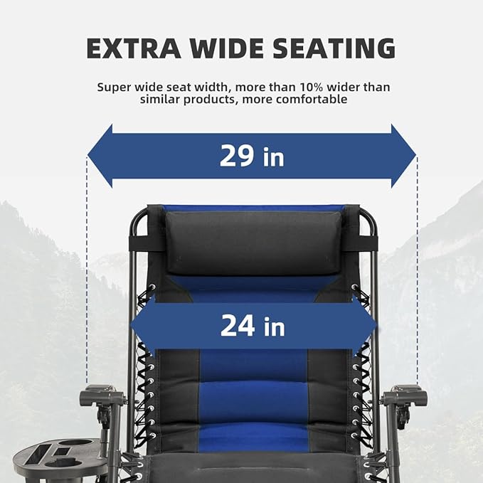 Zero Gravity Chair Set of 4 Oversized Folding Recliner, Padded Anti Gravity - Image 5