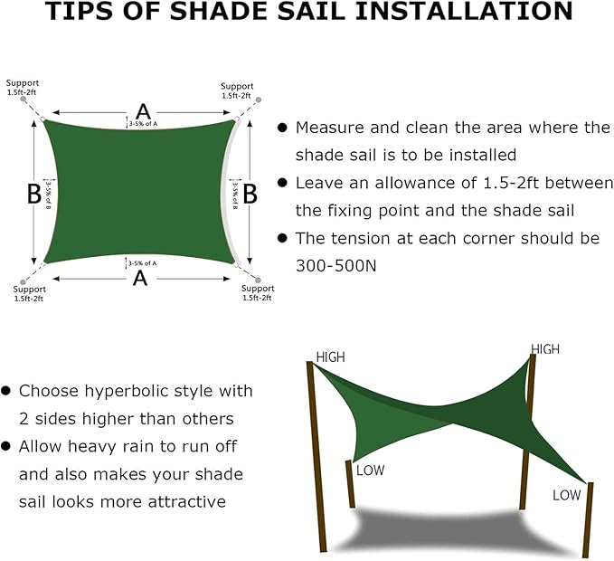 KANAGAWA 10'X24' Dark Green Custom Size Sun Shade Sail Rectangle UV Block - Image 6