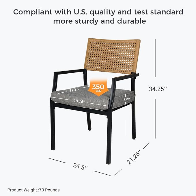Grand Patio Outdoor Dining Chair Set of 2, 2-Piece Stackable Wicker Chairs - Image 6