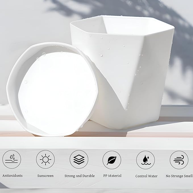 InmeRun Plant Pots Indoor Plastic Flower Pots Outdoor 5 inch Set of 6 Pack - Image 5