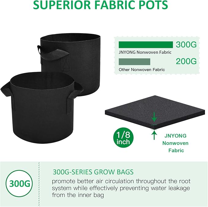 12-Pack 3 Gallon Thickened Non-Woven Grow Bags, Aeration Fabric Pots - Image 4