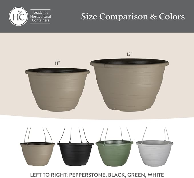 The HC Companies 11 Inch Wrapt Hanging Planters, Lightweight UV-Resistant - Image 6