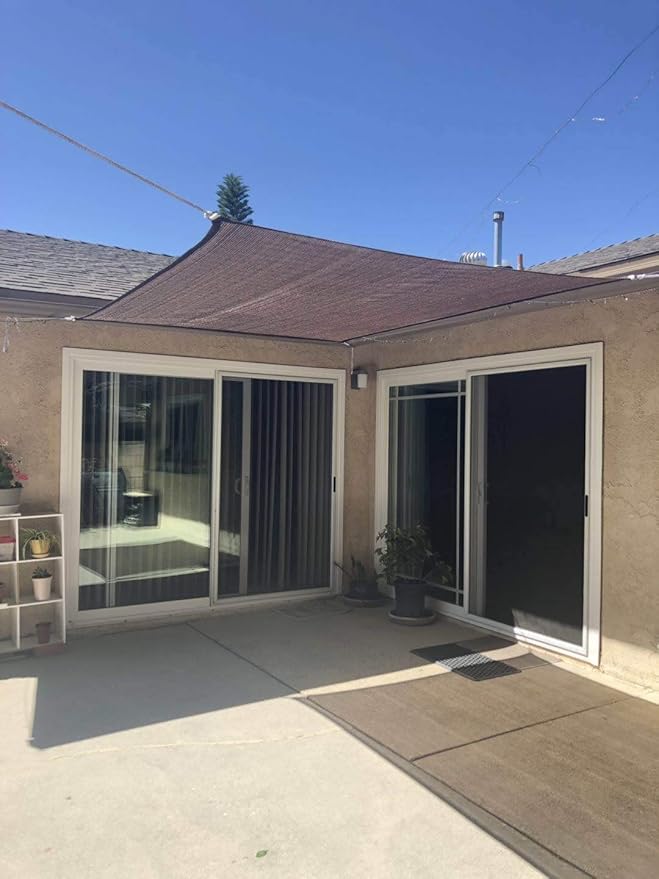 Eden's Decor Straight Flat-Edged Sun Shade Sail Rectangular 6' x 20' Brown - Image 8