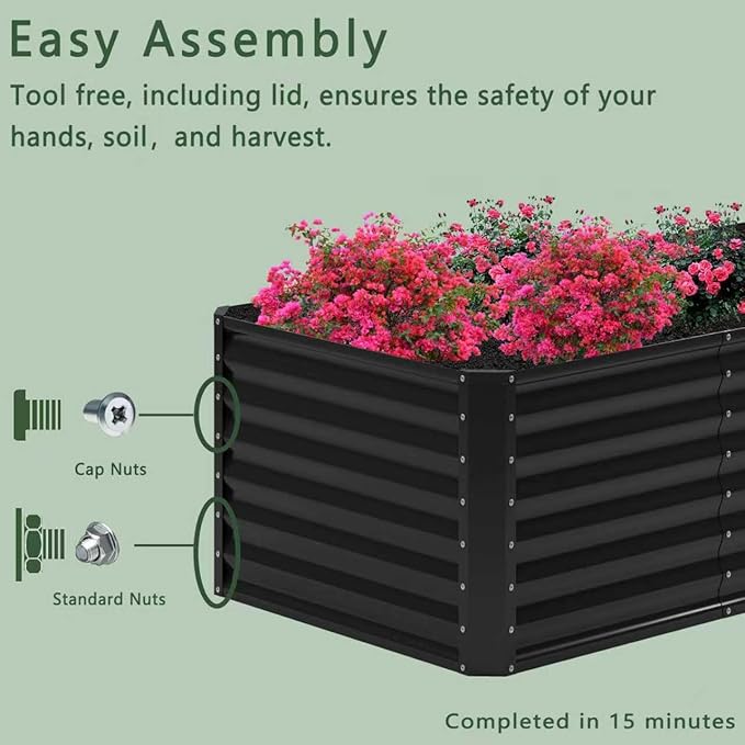 6x2x2FT Galvanized Raised Garden Bed, Planter Raised Beds-Metal Garden Box - Image 8