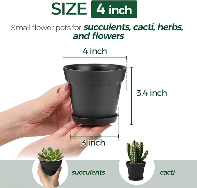 T4U 4 Inch Plant Pots 18-Pack, Small Flower Pots - Image 2