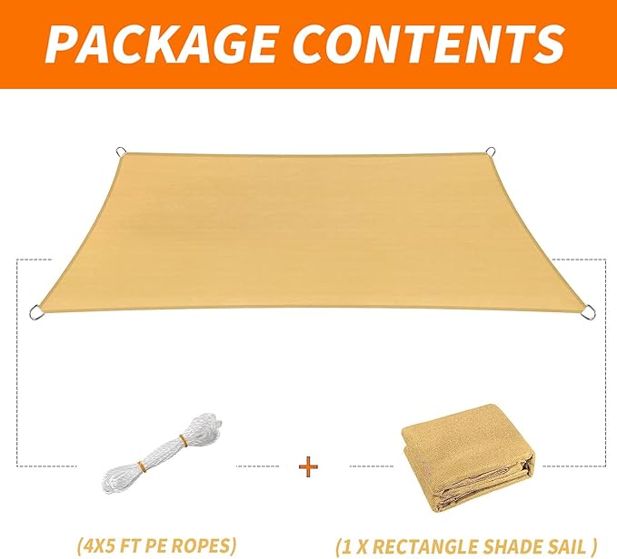 8' x 8' Sun Shade Sail Sand Curved Commercial Outdoor Shade Cover Sand - Image 6