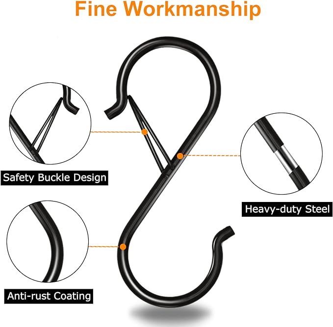 48 Pack S Hooks for Hanging, 3.5 inch Heavy Duty Metal S Hooks - Image 3