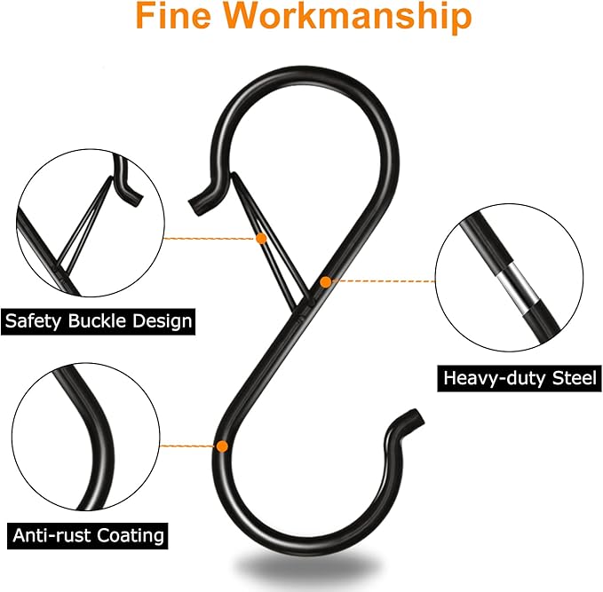 32 Pack S Hooks for Hanging, 3.5 inch Heavy Duty Metal S Hooks - Image 3