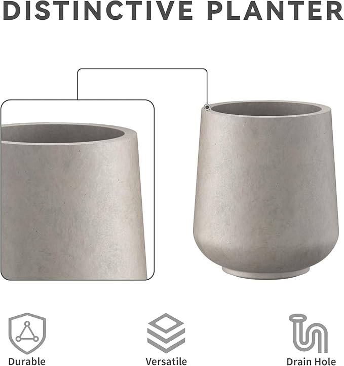 Kante 15.3"+11.6"+8.2" Dia Round Concrete Planter, Large Outdoor Indoor Planter - Image 3