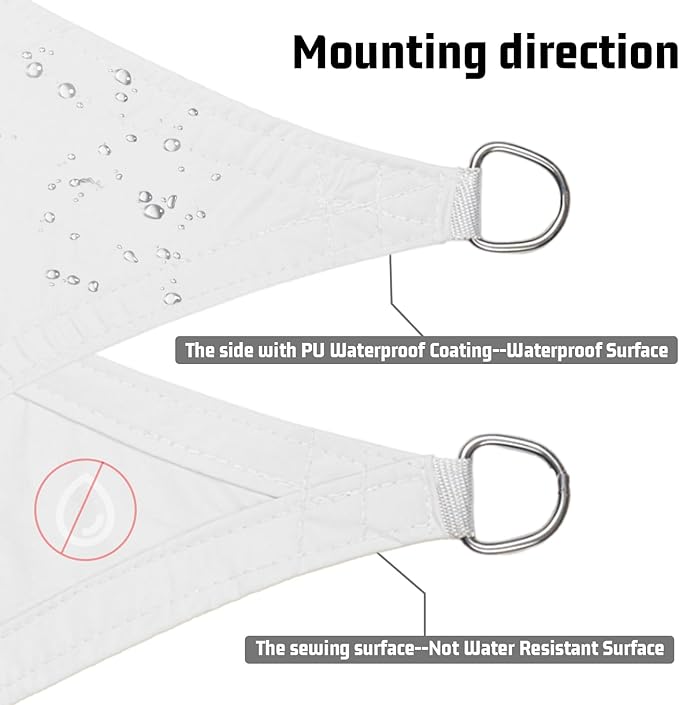 LOVE STORY Triangle 7'x7'x7' Waterproof Sun Shade Sail Canopy UV Block - Image 3
