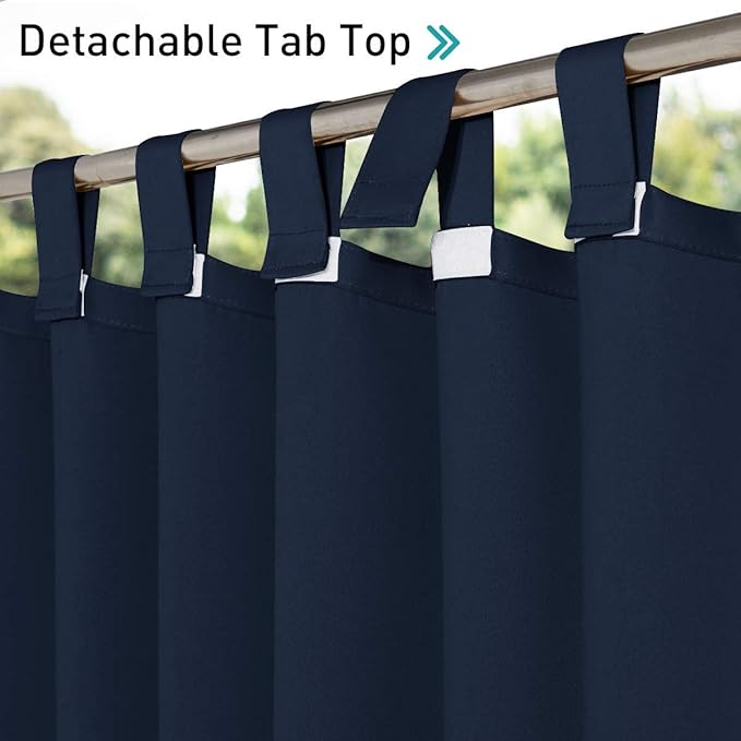 NICETOWN 2 Panels Navy Blue Outdoor Curtainss - Image 3