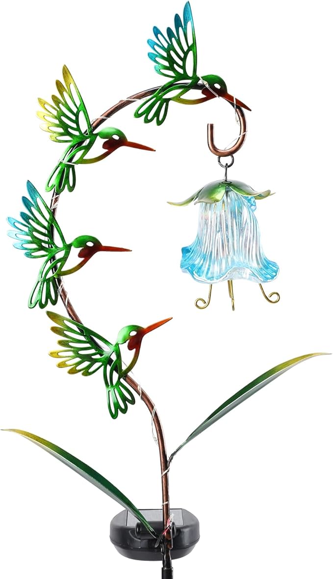 Bshine Solar Hummingbird Lights Outdoor Garden Decoration, Metal Stake - Image 7