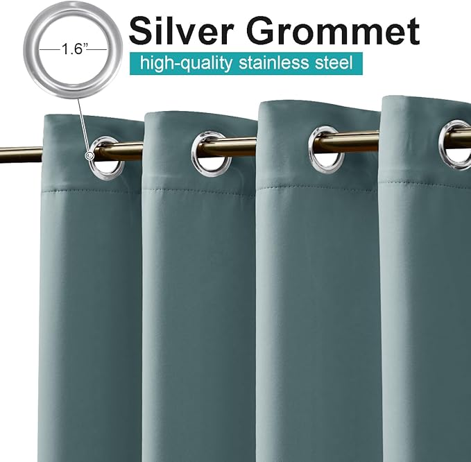 NICETOWN Greyish Blue Blackout Outdoor Curtains - Image 2