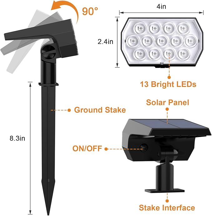 Solar Spot Lights Outdoor Color Changing, Christmas IP65 Waterproof Landscape - Image 6