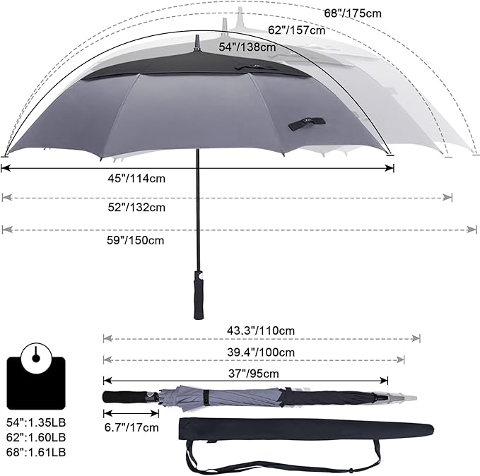 G4Free 47/54/62/68/72 Inch Automatic Open Golf Umbrella Oversize Extra Large - Image 6