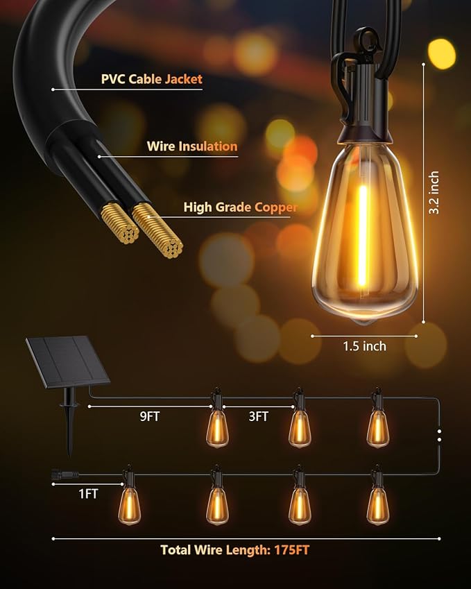 Brightown 175FT Solar String Lights Outdoor Waterproof - Image 6