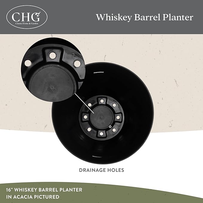 Classic Home and Garden Outdoor Whiskey Resin Flower Pot Barrel Planter - Image 3