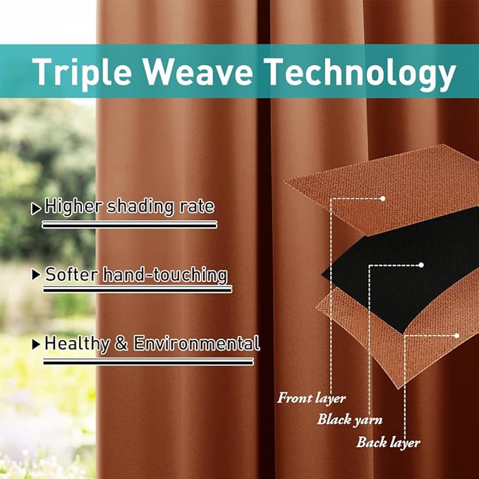 NICETOWN 2 Panels Outdoor Curtains Waterproof, Thermal Insulated Rustproof - Image 4