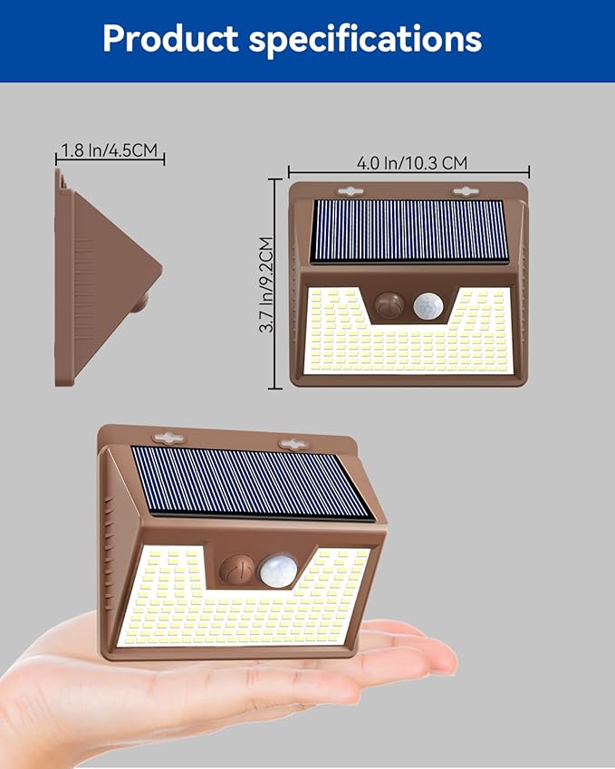 Peasur Brown Solar Lights Outdoor Motion Sensor 8 Pack, Ultra-Bright 3 Mode - Image 2