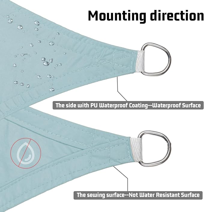 LOVE STORY Waterproof 16' x 16' x 16' Triangle Sky Blue Sun Shade Sail Cannoy - Image 3