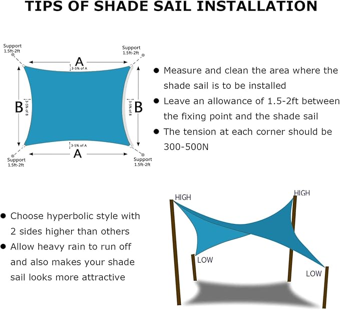 KANAGAWA 6'X18' Turquoise Mix Custom Size Sun Shade Sail Rectangle UV Block - Image 6
