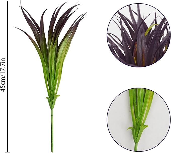 6Pcs Artificial Grass Fake Grass Plants 17.3in Outdoor Plants UV Resistant Faux - Image 6