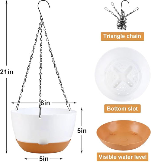 4 Pack Hanging Planter for Plants Indoor, 8 Inch Plant Pot Outdoor Plastic - Image 2