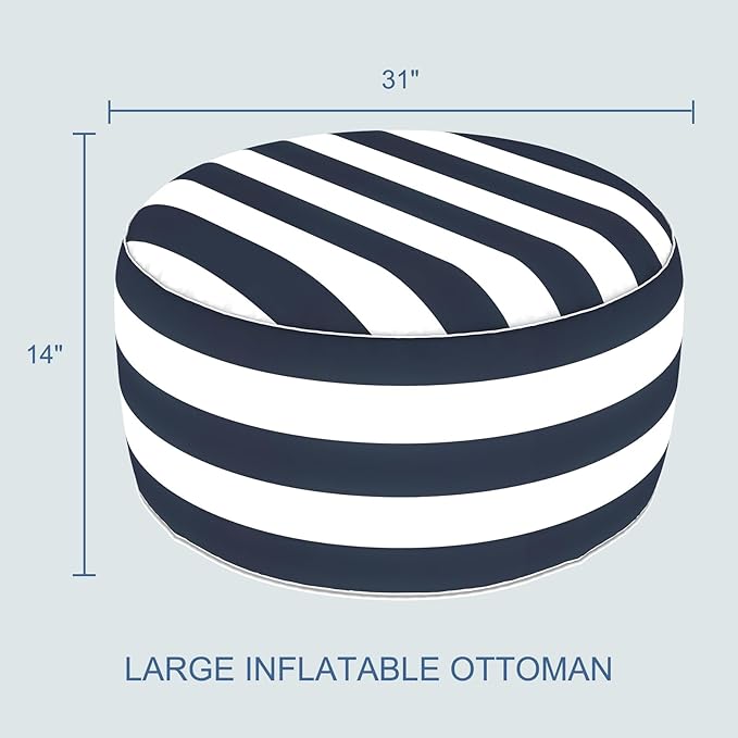 LVTXIII Indoor/Outdoor Extra Large Inflatable Ottoman Pouf D31 x H14 Inch - Image 3
