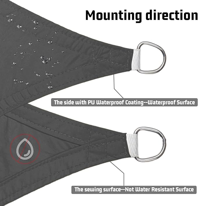 LOVE STORY Waterproof 6.5' x 10' Rectangle Dark Grey Sun Shade Sail Cannoy UV - Image 3