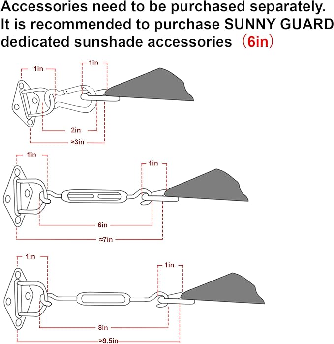 SUNNY GUARD Custom Size 11'x11'x11' Silver Grey Sun Shade Sail Triangle UV - Image 3