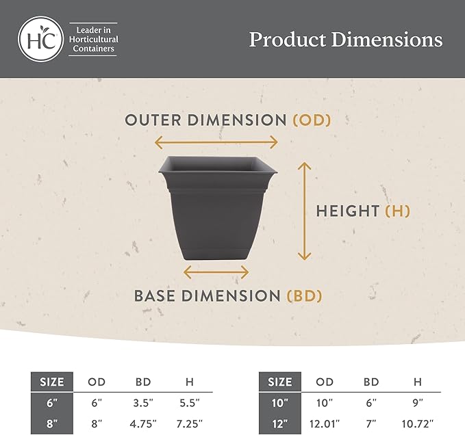 The HC Companies 10 Inch Eclipse Square Planter Pots - Image 5
