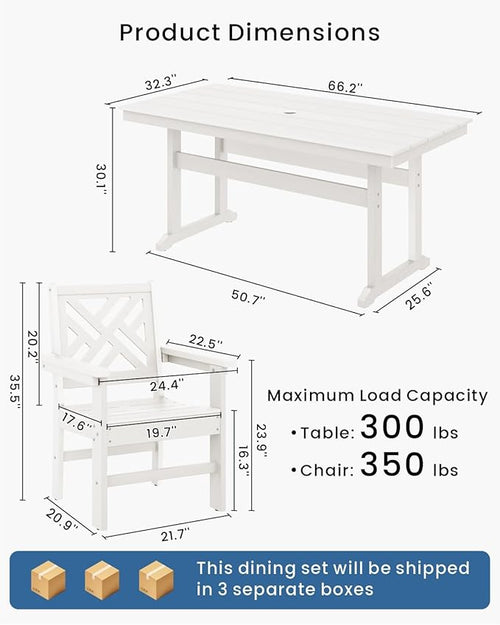 5-Piece Outdoor Dining Set, HDPE All-Weather Patio Table and Chairs Set - Image 2