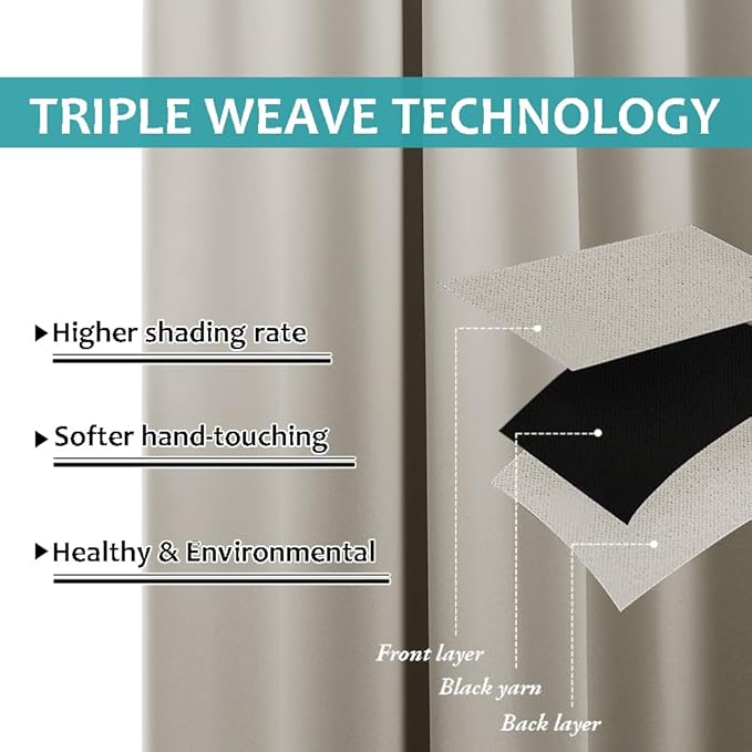 NICETOWN Outdoor Curtain for Patio Waterproof, W66 x L84 inch Blackout Thermal - Image 4