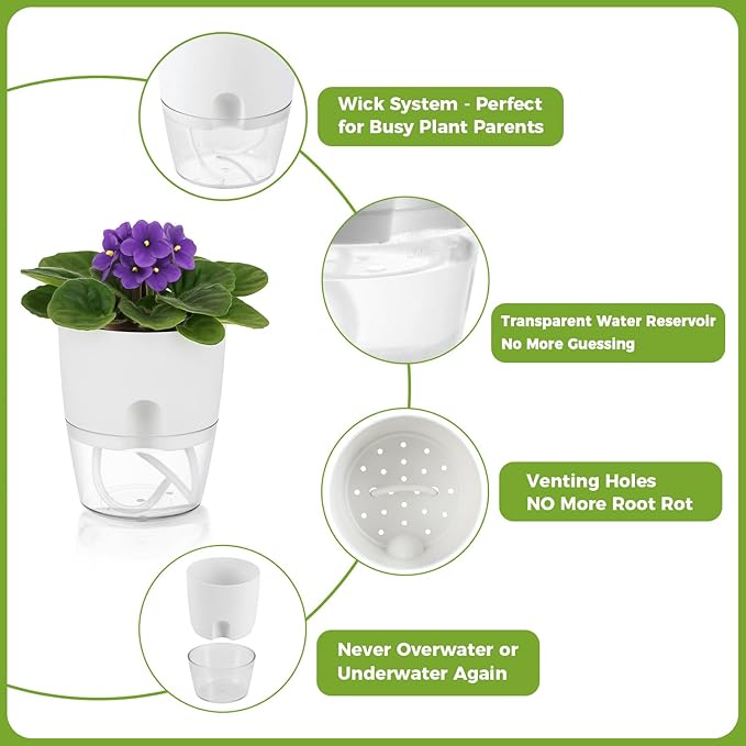 Planterhoma 5 Pack Self Watering Pots - Image 6