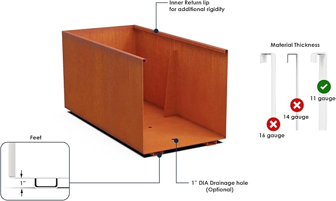 Plantercraft Corten Steel Planters | 84 Inch Extra Large Rectangular Planters - Image 3