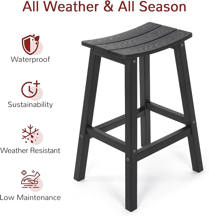 Stoog All-Weather Bar Stools Set of 4, Low Maintenance, - Image 4