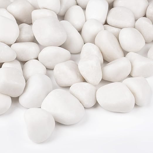 20 lbs White Rocks for Landscaping, 1-2 inch Decorative Rocks for Plants Indoor by OutdoorD%C3%A9cor