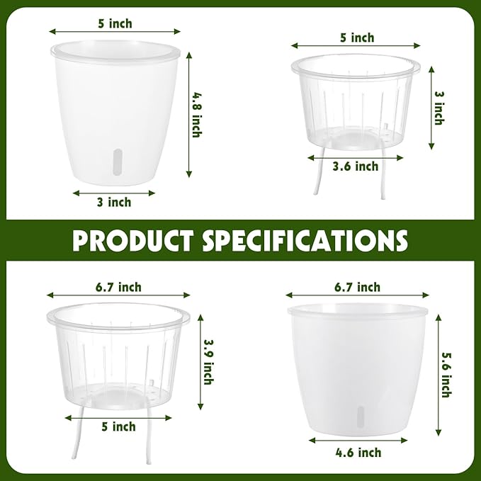 Self Watering Pots for Indoor Plants, Small African Violet Pots - Image 4