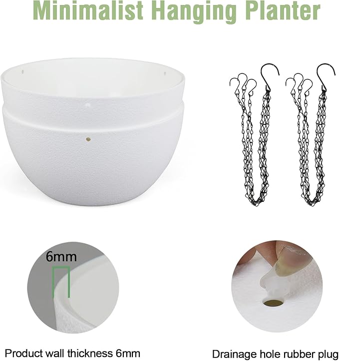 8 inch Small Hanging Planters for Indoor Outdoor Plants, 2 Pack Hanging Flower - Image 4