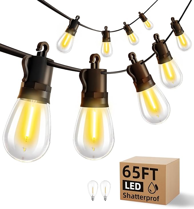 Outdoor String Lights Patio LED Light Outside - 20M 18+1 S14 LED 65ft Porch by Unknown