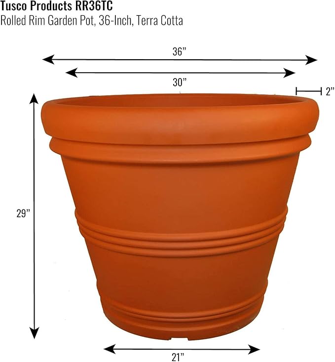Tusco Products Rolled Rim Garden Planter, Terra Cotta - Image 2