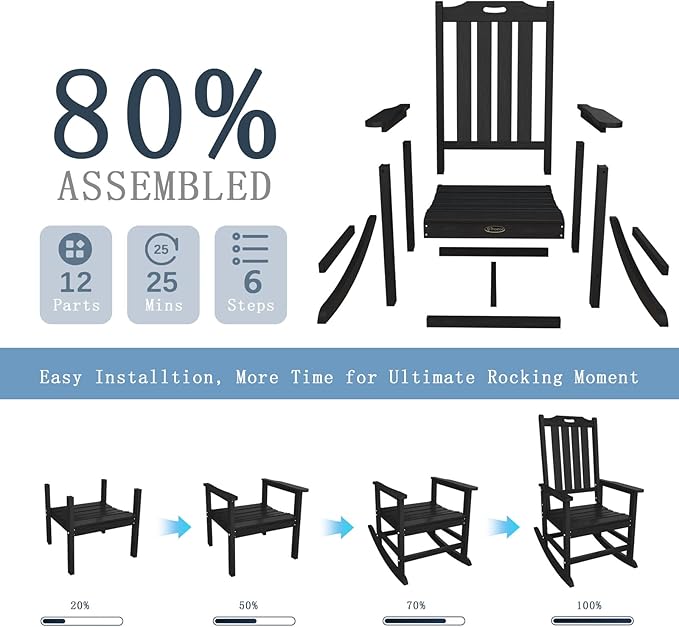 Oversized Rocking Chair Set of 8, Outdoor Rocking Chair - Image 6