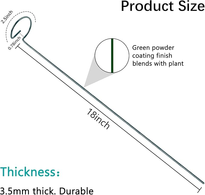 18 Inch 20 Packs Plant Support Stake Garden Single stemmed Plant Support Hoops - Image 3