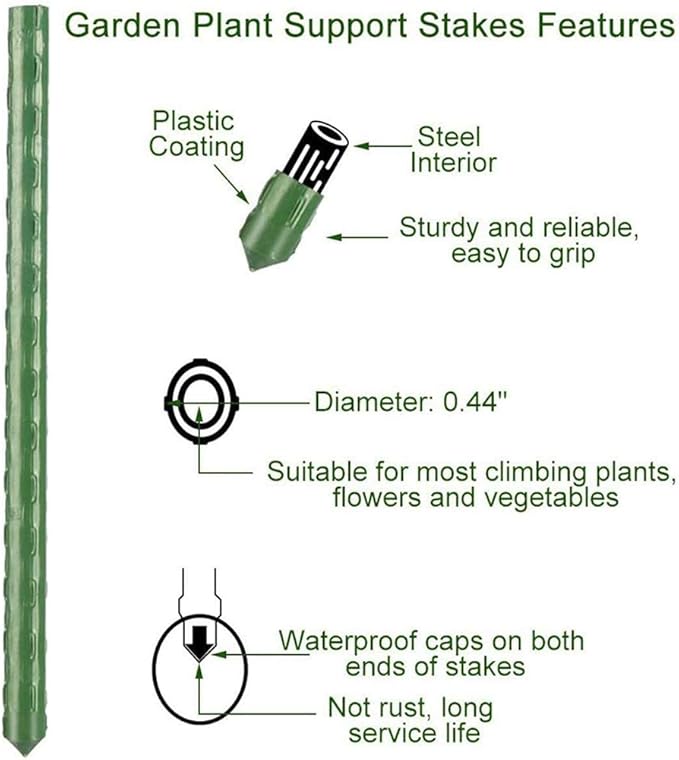 2Feet 24inch Garden Stakes Sturdy Plant Sticks Support Tomato Stakes - Image 5